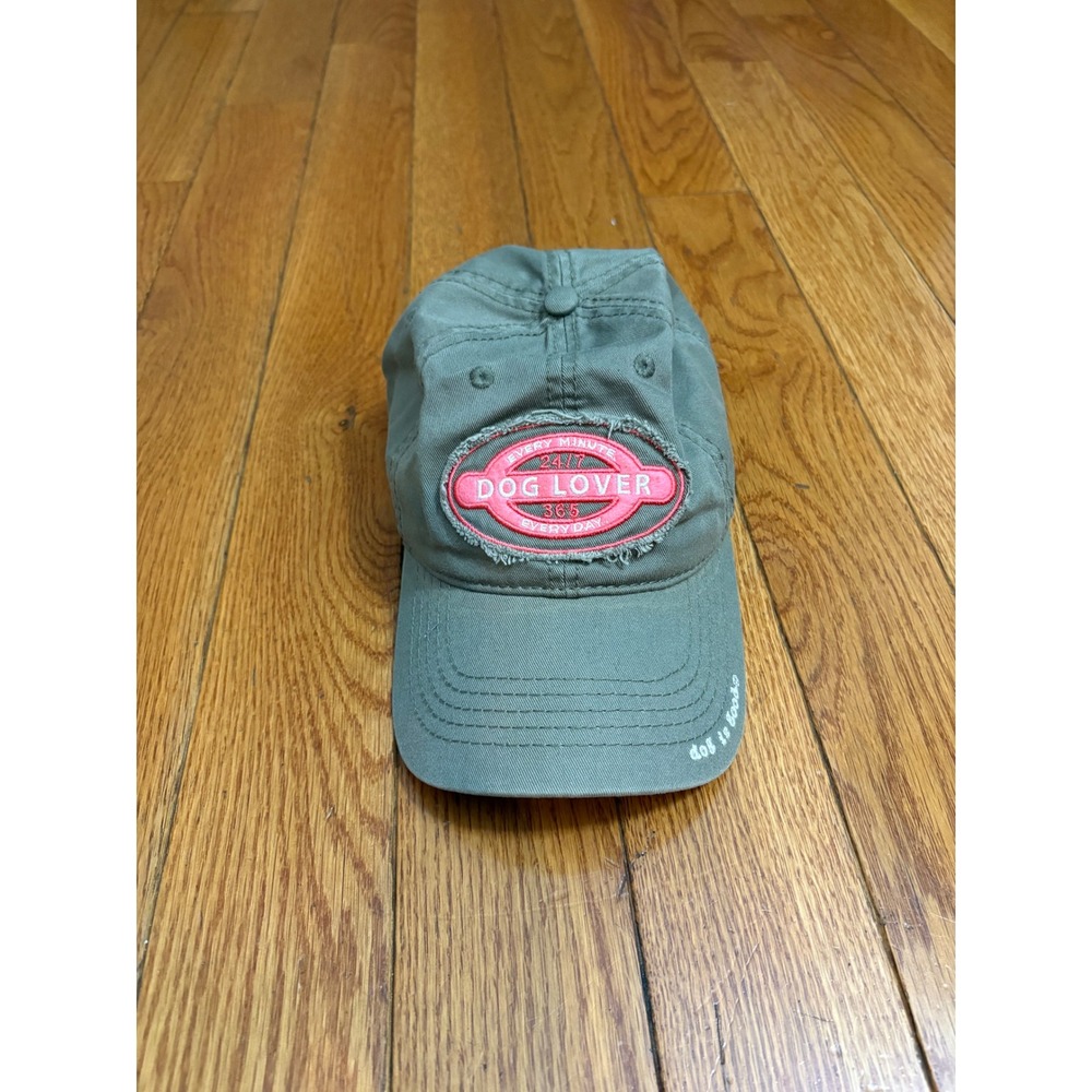 Dog Is Good Olive Green Dog Lover Distressed Patch Baseball Cap Hat RN65281